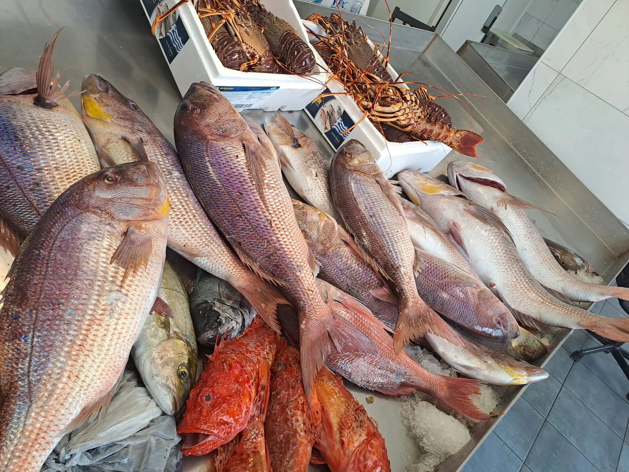 Exterior view of Skiathos Fish Market shop on Ethnikis Antistaseos in Skiathos Town